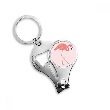 Imagem de Walking Flamingo padrão de unhas rosa chaveiro abridor de garrafa cortador de garrafa