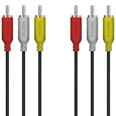 Imagem de CABO DE VÍDEO COMPOSTO 3 RCA MACHO PARA 3 RCA MACHO 28AWG PURO COBRE 2 METROS - P3R-2 - PCYES