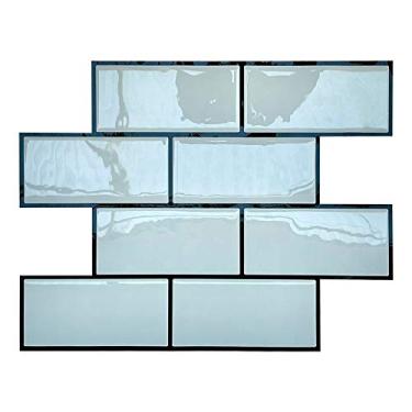 Imagem de Pastilha Adesiva Resinada Metrô Névoa Kit 1m² Rejunte Preto