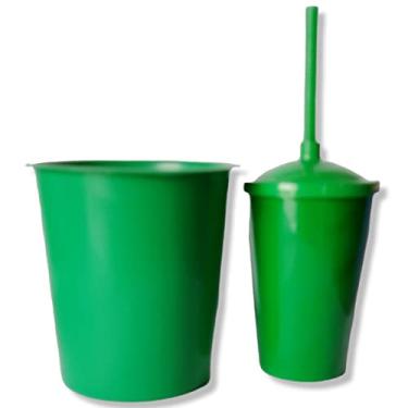 Imagem de Kit Lembrancinha 10 Balde Pipoca 1L + 10 Copo Twister 400 ML (Verde Bandeira)