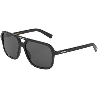 Imagem de Óculos de sol quadrado de plástico preto Dolce & Gabbana DG 4354 501/87 com lente cinza
