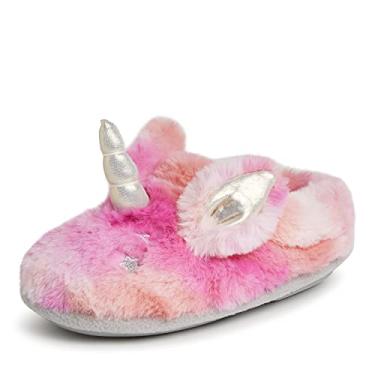 Imagem de Dearfoams Pantufa lavável unissex infantil infantil com animais peculiares, Unicórnio, 21-22