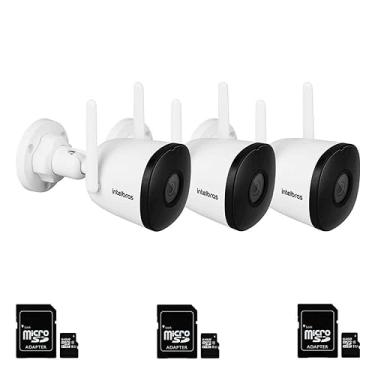 Imagem de Kit 3 Câmeras Inteligente Mibo Externa WiFi Intelbras Full HD 1080P iM5 SC - Com Microfone, IP67 + 3 Cartão de memória 64gb