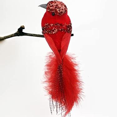 Imagem de 6 pcs Pássaros Vermelhos Cardeal com Clip Árvore de Natal Decoração Artificial Pássaros Vermelhos com Penas para o Natal Casamento Inverno Tema Decoração Coroa de Flores Ornamentos diy Artesanato