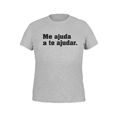Imagem de Camiseta Estampada Me Ajuda A Te Ajudar Camisa Masculina Cinza Tamanho:M