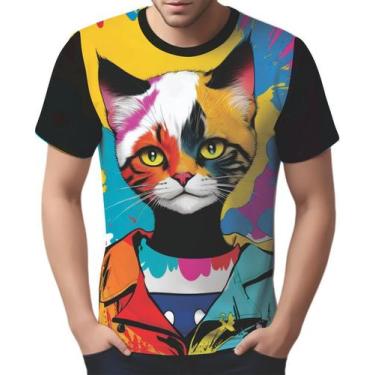 Imagem de Camisa Camiseta Tshirt Gato Gatinho Pop Art Abstrata Hd 2 - Enjoy Shop