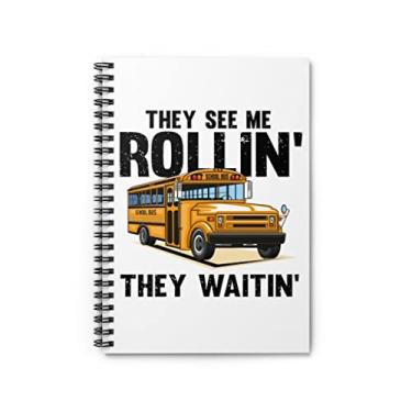 Imagem de Caderno espiral hilário transporte estudantil acompanhante dirigindo motorista manipulador humorístico escolar, táxi, automobilista, treinador, tamanho único