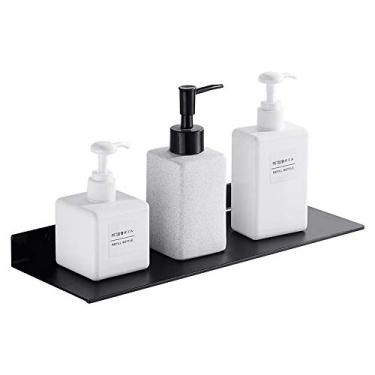 Imagem de Prateleira de chuveiro, banheiro preto, aço sem perfuração, organizador de pendurar na parede, prateleiras de armazenamento com ventosa (cor: 40)