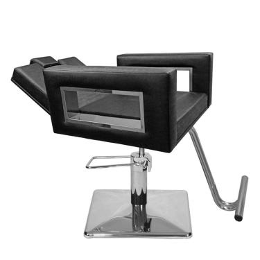 Imagem de Cadeira Poltrona de Cabeleireiro Recl Moderna Inox Preto