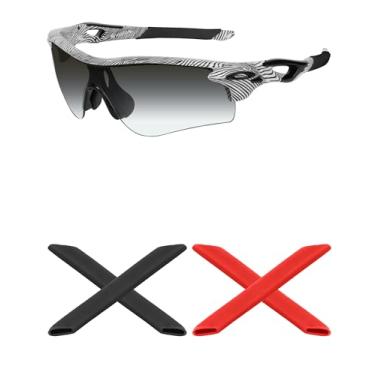 Imagem de Mryok 2 pares de meias de substituição para óculos de sol Oakley RadarLock Path XL Pitch Edge - vermelho e preto