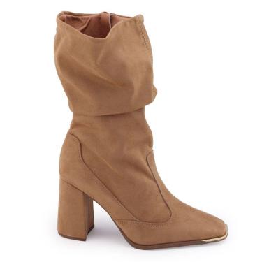 Imagem de Bota fem Vizzano 3085.205 bloco camurça strech bico quadrado