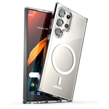 Imagem de ENCASED Capa MAG para Samsung Galaxy S24 Ultra (2024) compatível com MagSafe, capa magnética de carregamento sem fio (transparente)