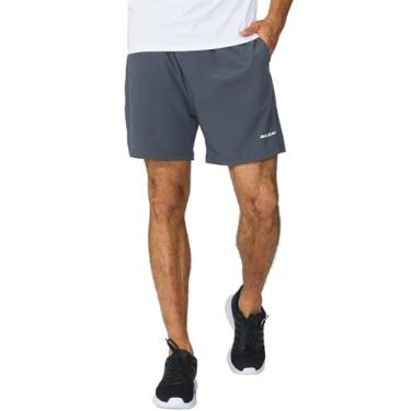 Imagem de (Large, Gray) - Baleaf Men's Woven 13cm Running Workout Shorts Zipper Pocket