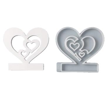 Imagem de Moldes de silicone de coelho, castiçais de chamas, moldes de resinas, moldes de suporte de coração, faça você mesmo, castiçais de concreto, moldes de resinas, moldes de argila de coração, suporte de