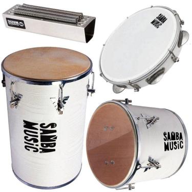 Imagem de Kit Percussão Samba Music Branco Phx Rebolo Repique