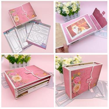 Imagem de Álbum feito à mão AlinaCraft 1 conjunto de 15 x 20 cm corte de metal para artesanato em papel faça você mesmo, álbuns de presente e scrapbooking, agenda de aventura, modelo de livro..