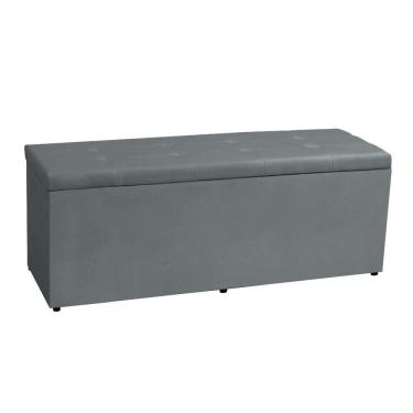 Imagem de Calçadeira Recamier Baú Solteiro 0,90m Berlim Suede Cinza - Pallazio