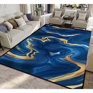 Imagem de FUIENCFKE Safira azul marinho preto ouro mármore decoração tapetes artísticos macios antiderrapante interior exterior quarto crianças quarto moderno decoração de casa tapete tapete yoga tapete