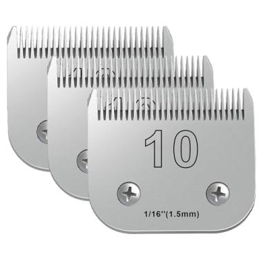 Imagem de 10 lâminas para tosar cães compatíveis com Andis, Oster A5, Wahl km10 cortadores de cachorro, tamanho nº 10, comprimento de corte de 1/40.6 cm (3 peças #10 (1,5 mm))