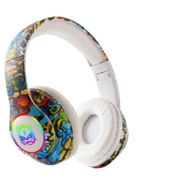 Imagem de Waillynice Fone de ouvido sem fio com luz de flash para crianças, fones de ouvido com microfone, Bluetooth, música, jogos, meninas, meninos, presente (branco com caixa)