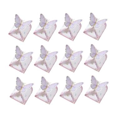 Imagem de Generic 12x sacos de doces de borboleta, sacos de embalagem de presente, biscoitos de ornamento, caixas de doces multifuncionais, caixas de lembrancinhas de, roxo