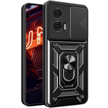 Imagem de Ephoou Capa protetora para Motorola Edge 50 Fusion com capa deslizante para câmera e suporte magnético, capa de proteção à prova de choque de grau militar para Motorola Edge 50 Fusion SJ-preta