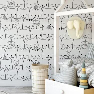 Imagem de 110 cm de gato rosto de gatinho contorno linear desenho à mão arte desenho animado animal fofo estêncil mandala pintura grande para decoração modelo paredes reutilizáveis grande nicho padrões de