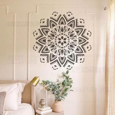 Imagem de 70 cm mandala gigante enorme henna indiana árabe étnica redonda flor lótus estêncil estêncil mandala grande para decoração modelo paredes reutilizáveis grandes padrões de parede de nicho móveis as