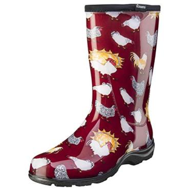 Imagem de Sloggers Bota feminina confortável à prova d'água, galinhas vermelho