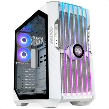 Imagem de Cooler Master Capa de PC branca HAF 700 EVO - Torre completa, compatível com E-ATX, 5 ventiladores, suportes de radiador rotativos, resfriamento de alto fluxo de ar, visor LCD em tempo real, lâminas