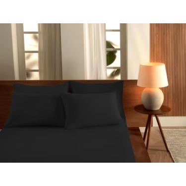 Imagem de Jogo Cama Queen Malha Lisa com Elastico Vivaldi - Fio 30 Penteado - 100% Algodao (Preto)