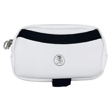 Imagem de Saco de armazenamento de bola de golfe de couro PU à prova d'água Recipiente Saco de armazenamento de cintura Bolsa de cintura para acessórios de esportes de golfe Dropshipping (Branco)