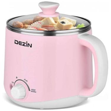 Imagem de Panela Elétrica Multifuncional 1.6L, Aço Inoxidável, com Controle de Temperatura, 600W, 110V, DEZIN GLH 830, Rosa