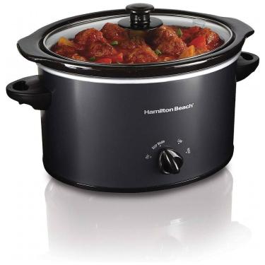 Imagem de Panela Elétrica 2.8L com 3 Configurações, Revestimento em Cerâmica Removível, 110V 375W, HAMILTON BEACH 33231, Preto Fosco