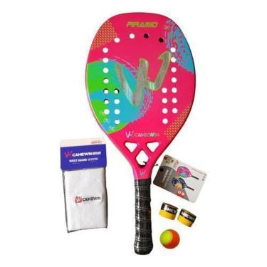 Imagem de Raquete Profissional 3k Beach Tenis Carbono Camewin Original + Bolsa-Unissex