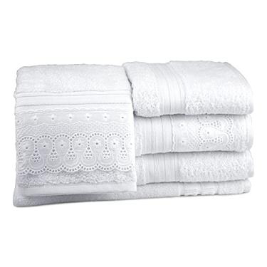 Imagem de Jogo De Banho 5 Peças Tamanho Gigante Com Bordado Inglês Cristal Renascença Branco - 43231