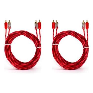 Imagem de Kit 2 cabo rca cristal matte 1m e-tech injetado para som automotivo