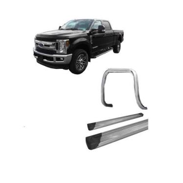 Imagem de Kit Quebra Mato S/Barra Estribo Plataforma Alumínio Prata F-250 - HOZZ