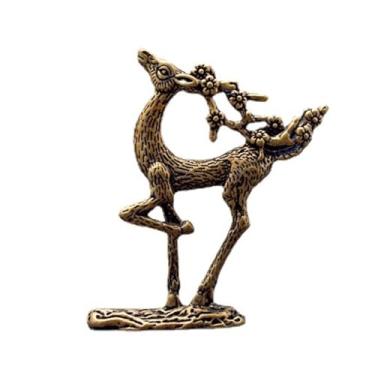 Imagem de ESTINTENG Bronze puro sika sólido veado visualização cobre zen veado decoração bronze antigo ware-ameixa veado