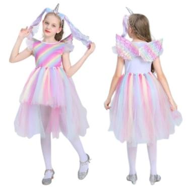 Imagem de Fantasia Infantil menina Unicornio Vestido Luxo para criança (M(120 cm))
