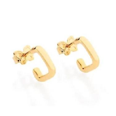 Imagem de Brincos banhado ouro 3x 24k 18k e 22k femininos meia argola quadrado p