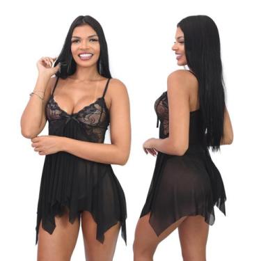 Imagem de Lingerie Sexy Feminina - Conjunto de Camisola Sensual com Renda e Laço