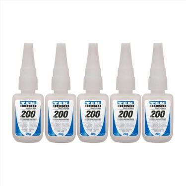 Imagem de Cola Instantânea Alta Viscosidade Tek Bond 200 Gel 20g Kit 5 - Tekbond