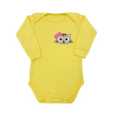 Imagem de Body Manga Longa Gatinha Laço Pink - Mellane Baby, Amarelo, G