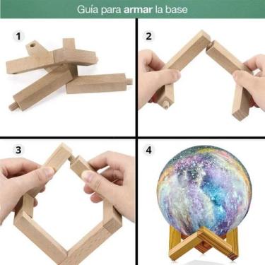 Imagem de Luminária Lua Cheia 3D Abajur Touch 15Cm Cores Touch Lua - Markelk