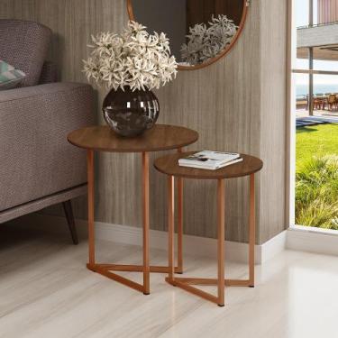 Imagem de Jogo de Mesa Lateral Apoio Canto Jade Kit Sala Estar luxo - DTH