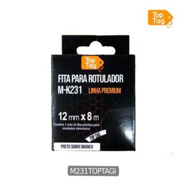 Imagem de Fita Compativel P/ Rotulador Brother 12mm Preto Branco M231 - TOP TAG,