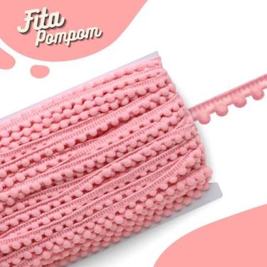 Imagem de Fita Pompom Salmão 10mm Rolo Com 25 Metros - Nybc