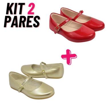 Imagem de Kit 2 Pares Sapatilha Infantil Menina Boneca Daminha Juvenil Feminina 