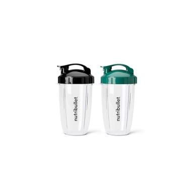 Imagem de nutribullet® Copos To-Go de 680 ml e tampas coloridas flip-top (preto/verde)